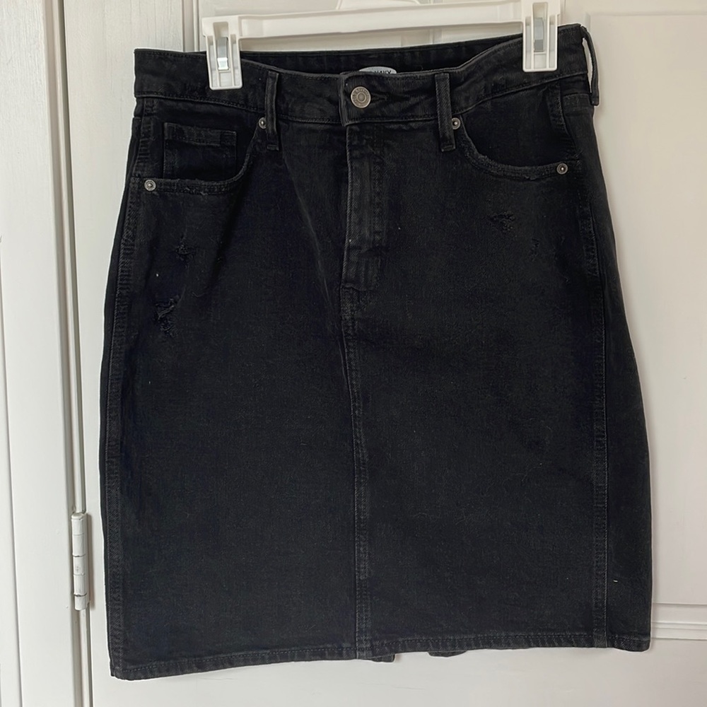 Black Denim Pencil Skirt